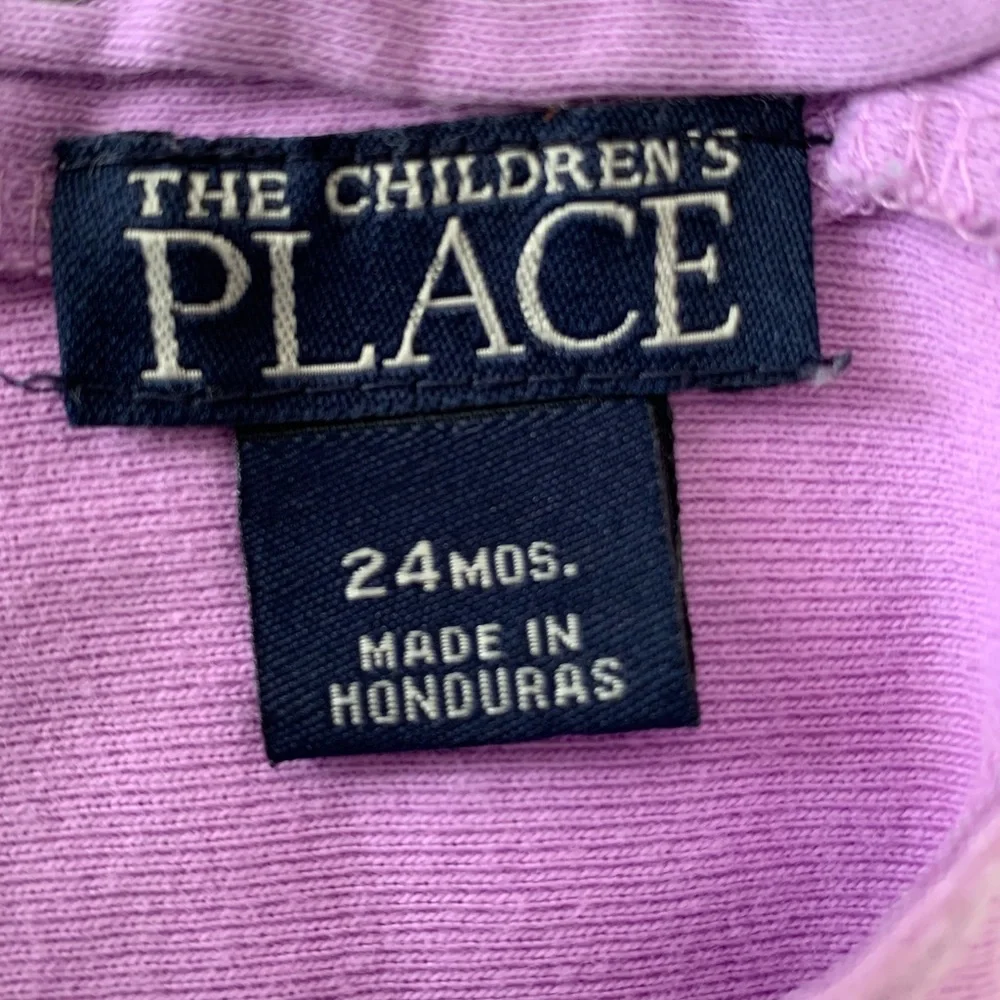 VTG Children’s Place Shirt Toddler Girls 24M Purple Butterfly Long Sleeves Snaps